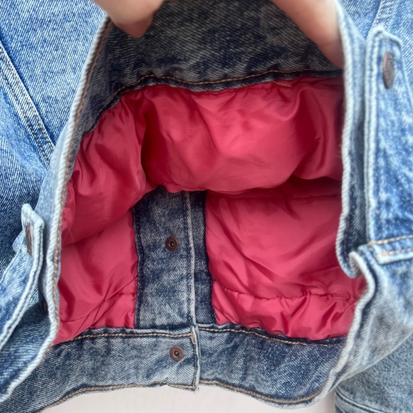 NWT Levi’s stone wash trucker denim bomber jacket w/red quilted lining • size XS - Picture 5 of 16